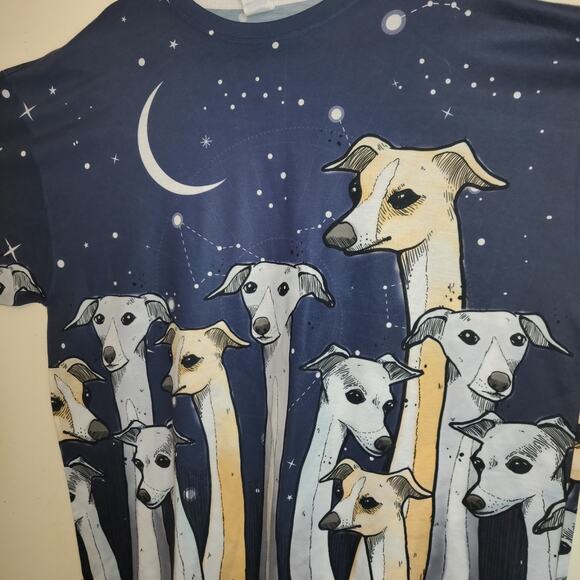 Dog Lovers Tshirt Astronomy Galaxy Stars Navy Blue Unisex 2XL Long Necks Jerzees - Picture 2 of 16